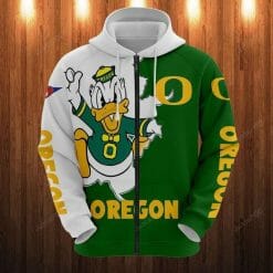NCAA Oregon Ducks Green White Zip Up Hoodie
