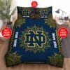 NCAA Notre Dame Fighting Irish Custom Name Blue Gold Bedding Set V3