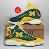NCAA Michigan Wolverines Custom Name Maize Blue Air Jordan 13 Shoes