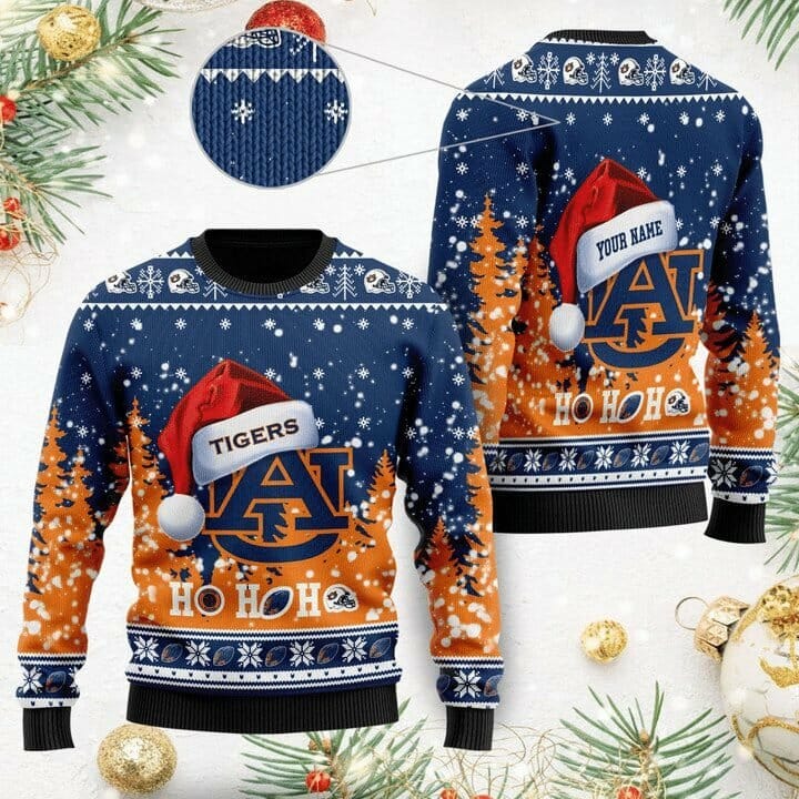 NCAA Auburn Tigers Custom Name Ugly Christmas Sweater