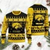 NCAA Iowa Hawkeyes Custom Name Black Gold Ugly Christmas Sweater