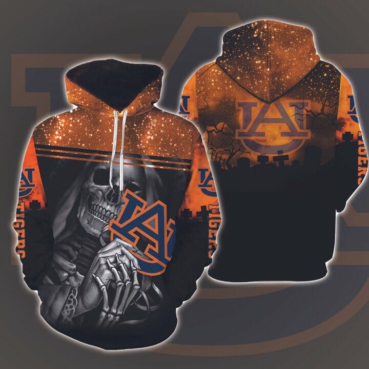 NCAA Auburn Tigers Halloween Skull Pullover Hoodie V3