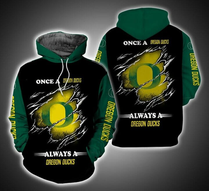 NCAA Oregon Ducks Black Green Scratch Pullover Hoodie