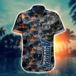 Alternative view of NCAA Auburn Tigers Coconut Tree Grey Hawaiian Shirt