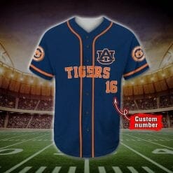 Alternative view of NCAA Auburn Tigers Custom Name Number Mascot Baseball Jersey