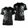 NFL Las Vegas Raiders Silver Skull Black T-Shirt V3