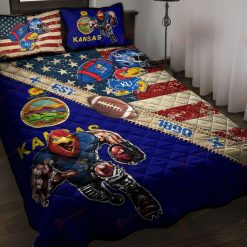 NCAA Kansas Jayhawks American Flag Mascot Bedding Set