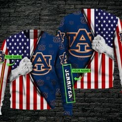 NCAA Auburn Tigers Custom Name American Flag Sweatshirt