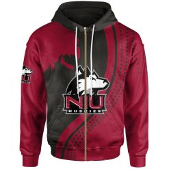 NCAA Northern Illinois Huskies Red Black Zip Up Hoodie V7