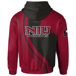 Alternative view of NCAA Northern Illinois Huskies Red Black Zip Up Hoodie V7