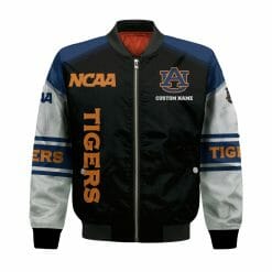 Alternative view of NCAA Auburn Tigers Custom Name Black Blue Bomber Jacket