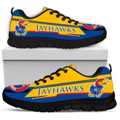 Alternative view of NCAA Kansas Jayhawks Custom Name Yellow Blue Running Shoes