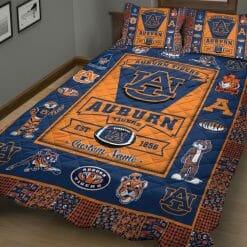 Alternative view of NCAA Auburn Tigers Custom Name Blue Orange Bedding Set