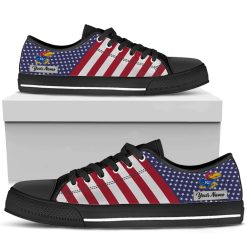 Alternative view of NCAA Kansas Jayhawks Custom Name American Flag Low Top Shoes