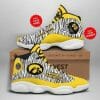 NCAA Iowa Hawkeyes Custom Name Number Gold Air Jordan 13 Shoes