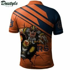 Alternative view of NCAA Auburn Tigers Orange Navy Blue Mascot Polo Shirt