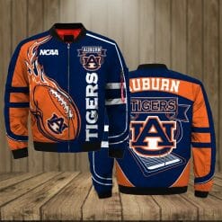 NCAA Auburn Tigers Navy Blue Orange Bomber Jacket V3
