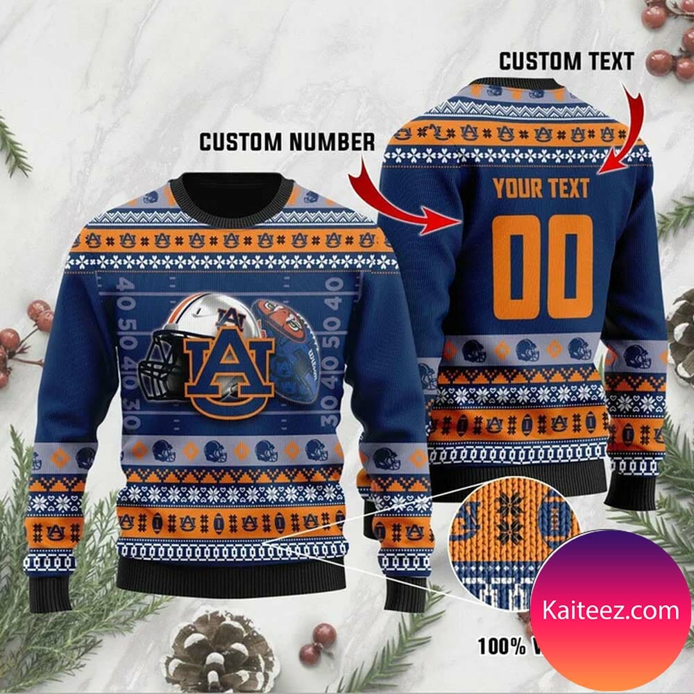 NCAA Auburn Tigers Custom Text Number Ugly Christmas Sweater