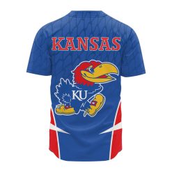 Alternative view of NCAA Kansas Jayhawks Blue Basketball Champions Baseball Jersey