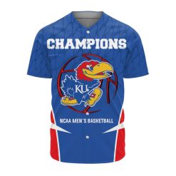NCAA Kansas Jayhawks Blue Basketball Champions Baseball Jersey