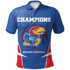 NCAA Kansas Jayhawks Blue Basketball Champions Polo Shirt