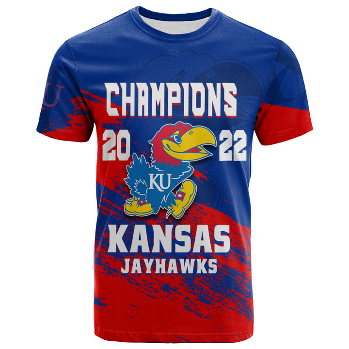NCAA Kansas Jayhawks Blue Red Champions 2022 T-Shirt