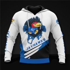 NCAA Kansas Jayhawks White Blue Pullover Hoodie