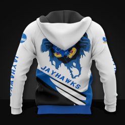 Alternative view of NCAA Kansas Jayhawks White Blue Pullover Hoodie