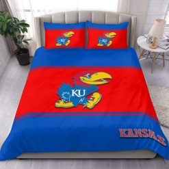 NCAA Kansas Jayhawks Blue Red Bedding Set