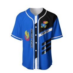 NCAA Kansas Jayhawks Custom Text Blue Black Baseball Jersey