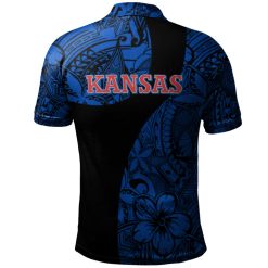 Alternative view of NCAA Kansas Jayhawks Blue Black Polo Shirt