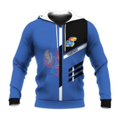 NCAA Kansas Jayhawks Custom Text Blue Black Pullover Hoodie