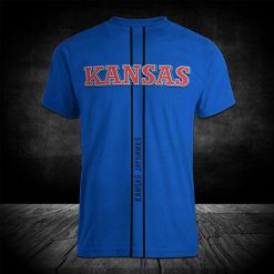 Alternative view of NCAA Kansas Jayhawks Custom Text Blue Black T-Shirt