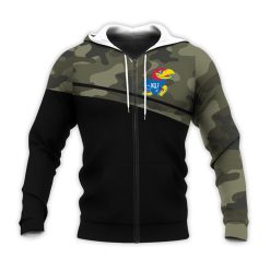 NCAA Kansas Jayhawks Black Camo Zip Up Hoodie