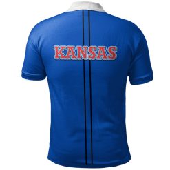 Alternative view of NCAA Kansas Jayhawks Custom Text Blue Black Polo Shirt