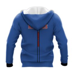 Alternative view of NCAA Kansas Jayhawks Custom Text Blue Black Pullover Hoodie
