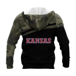 Alternative view of NCAA Kansas Jayhawks Black Camo Zip Up Hoodie