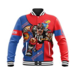 NCAA Kansas Jayhawks Custom Number Blue Red Baseball Jacket