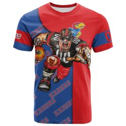 NCAA Kansas Jayhawks Custom Number Blue Red T-Shirt