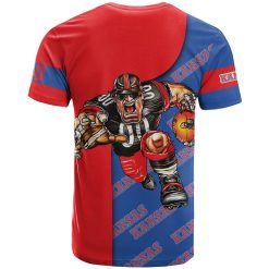 Alternative view of NCAA Kansas Jayhawks Custom Number Blue Red T-Shirt