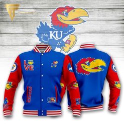 NCAA Kansas Jayhawks Blue Red Baseball Jacket