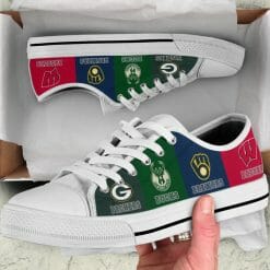 NCAA Wisconsin Badgers Wisconsin Badgers, Green Bay Packers, Milwaukee Brewers, Milwaukee Bucks FLAG Low Top Shoes