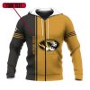 NCAA Missouri Tigers Custom Text Number Gold Black Zip Up Hoodie V2