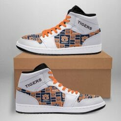 NCAA Auburn Tigers White Air Jordan 1 High Sneakers