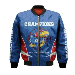 Alternative view of NCAA Kansas Jayhawks Blue Basketball Champions Bomber Jacket