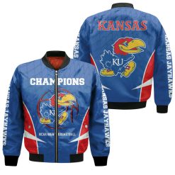 NCAA Kansas Jayhawks Blue Basketball Champions Bomber Jacket
