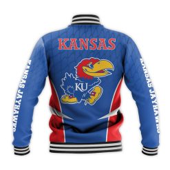 Alternative view of NCAA Kansas Jayhawks Blue Basketball Champions Baseball Jacket