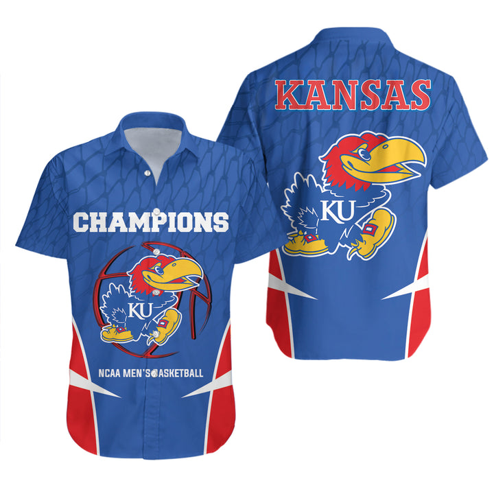NCAA Kansas Jayhawks Blue Basketball Champions Hawaiian Shirt