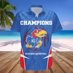 Alternative view of NCAA Kansas Jayhawks Blue Basketball Champions Hawaiian Shirt