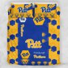 NCAA Pittsburgh Panthers Blue Yellow Hexagon Bedding Set